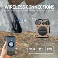 Muzen Wild Mini Bluetooth reproduktor malý, přenosný reproduktor na kolo robustní, IPX5 vodotěsný se svítilnou, hudební box se s